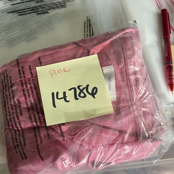 C&C California Linen Button Down Shirt Pink Long Sleeve Boyfriend Fit Top SMALL - Picture 10 of 10